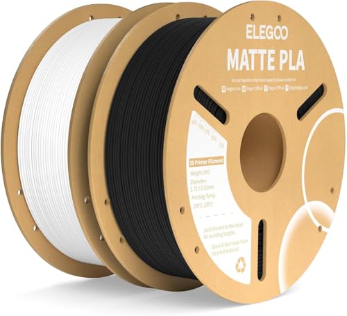 Image of ELEGOO Matte PLA 3D Printer Filament Black & White 1.75mm | Precision ±0.02mm | Matte Finish, Tangle-Free | 1KG Spool | Reliable Adhesion | Compatible with FDM Printers