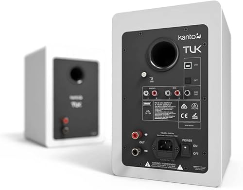 Vista 23 de Kanto TUK Altavoz alimentado con salida de auriculares USB DAC integrado RCA dedicado con preamplificador de teléfono Bluetooth Tweeter AMT