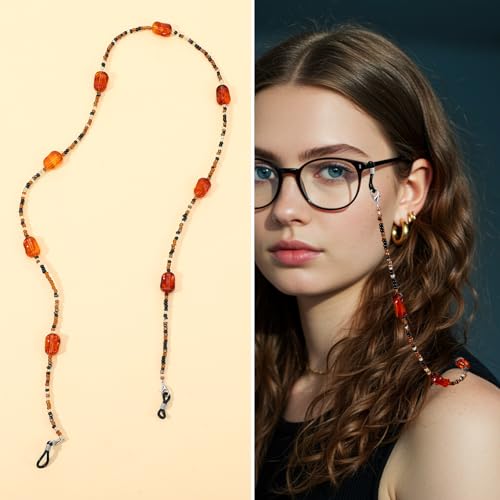 Exclaith Glasses Chain for Women Bead Eyeglass Chain Reading glass Necklace Lanyard Stylish Stylish Sunglasses Strap Eyewear Retainer Eye Glass Holders Around Neck