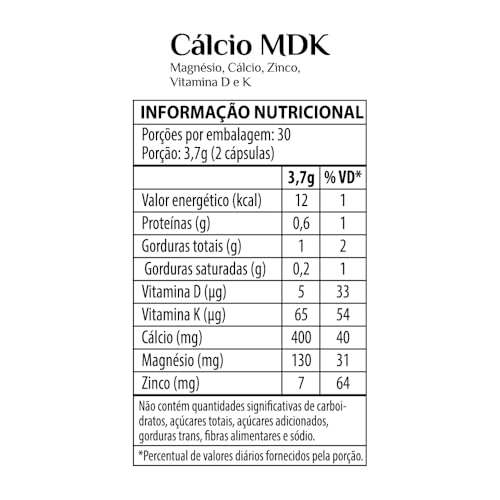 Cálcio MDK (60 Cápsulas) - Natusday