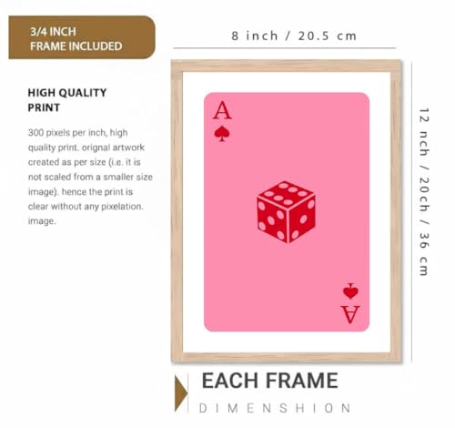 Image of BLINKART Playing Card Aesthetic Modern Art Walls With Frame | Natural Wood Texture | Living Room Bedroom Office Wall Decoration | Poster Home Decor Frames Wall Bedroom | 12x8 Inches (D231)