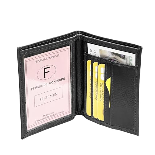 LOLUNA® Porte Carte identité - Permis de Conduire - Carte bancaire - Billet - Fidélités - Petit Format Compact, Fin et Plat, Emplacement Cousu, en Cuir dans Plusieurs Couleurs – vue 2