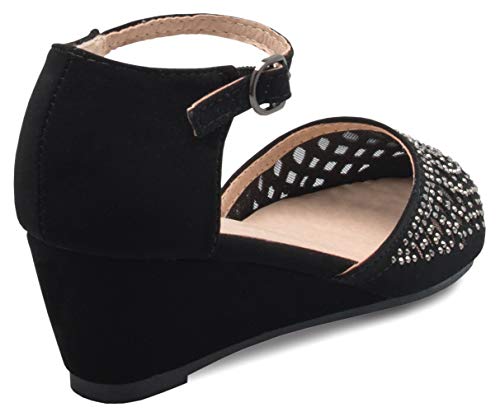 Image of Olivia K Girls Glitter and Rhinestone Open Toe Wedge Heel (Toddler /Little Girl)