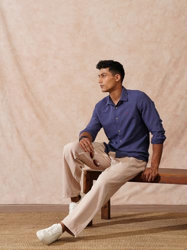 Image of WROGN Men's Linen Blend Shirt | Solid Styles | Slim Fit
