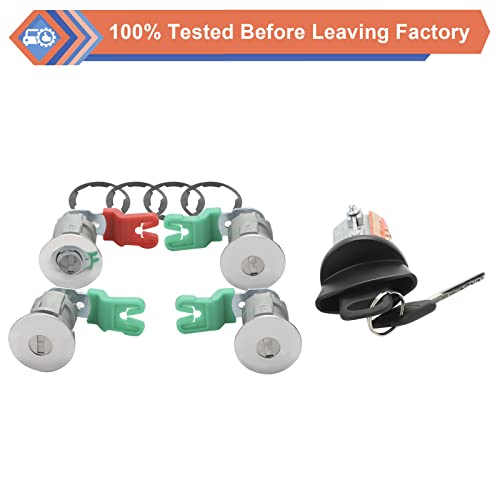 Ignition Switch Lock Cylinder Door Lock Cylinder Compatible With 1997-2018 Ford Vehicle E150 Van, E250 Van, E350 Van, Econoline Van, Replace#LC6177 + 703369 X4 + 597638 X2 (No Chip)