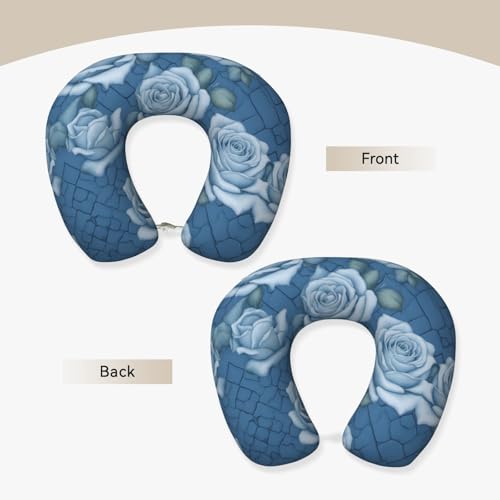 Almohada cuello en forma de U espuma viscoelástica azul miniatura 2