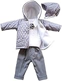 atmungsaktiver Stoff deine-Brautmode Taufanzug Festanzug Jacke Steppjacke Mütze Hose Hemd Weste Fliege Taufe Baby Anzug grau, Michael hellgrau-grau 74