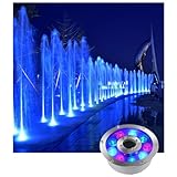 Luz LED subacuática para Fuentes - Luces LED sumergibles para Piscinas, luz RGB subacuática para estanques de 12/24 V, luz subacuática con Anillo de Cambio de Color y Orificio Central Impermeable IP6