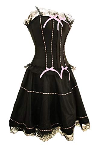 señoras imponentes corsé negro con vestido de color rosa arco (bustier del corsé + falda), cintura 34, por Aimerfeel