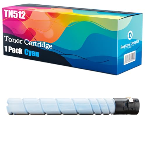 High Yield TN512 TN512K TN512C TN512M TN512Y Toner Cartridge Compatible for Konica Minolta Bizhub C454 C554 Printer, Unleash High-Definition Printing, Achieving 28000 Pages (Cyan)