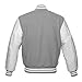 Lishow Fashion Varsity Jacket Baseball Letterman Bomber School Collage Light Grey Wool and Genuine White Leather Sleeves (XL- LARGE, Light Grey)