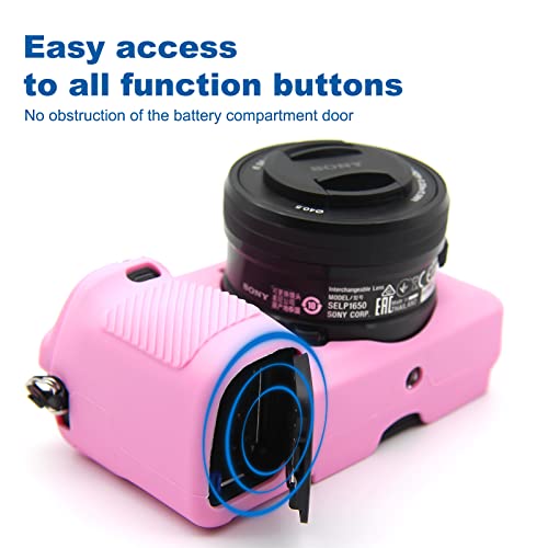 Easy Hood Case For Sony Alpha A6100 A6300 A6400 Ilce-6100 Ilce-6300 Ilce-6400 Digital Camera, Anti-Scratch Soft Silicone Housing Protective Cover Protector Skin (Pink) #TOP3