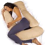 Aamira Cream Pregnancy Pillow, J Shaped Shredded Memory Foam Maternity Pillow, Full Body Support Pregnancy Pillows for Sleeping, Machine Washable & Removable Velvet Cover