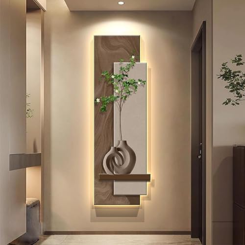 Topjia LED Sandstone Green Plant Decoration Painting, 3D Wall Art...