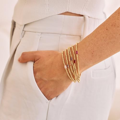 Kylie Birthstone Bracelet - Hypoallergenic 14K Gold Plated Brass - Women's Birthstone Bracelet - Custom Bead Bracelet - Personalized Jewelry - Women's Jewelry3