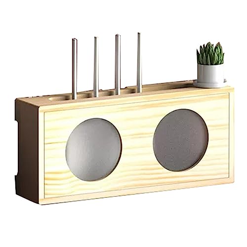Support pour télécommande et coffre de rangement mural routeur Wi-Fi bois