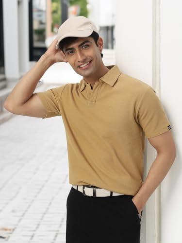 Image of Urbano Fashion Men's Textured Regular Fit Half Sleeve Cotton Polo T-Shirt
