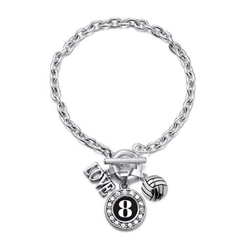 Inspired Silver - Silver Circle Charm Toggle Bracelet with Cubic Zirconia Jewelry