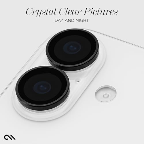 Image of Case-Mate Camera Lens Protector with Aluminum Rings for iPhone 17 - Black | For iPhone 17 /16 /16 Plus /15 /15 Plus /14 - Double Tempered Glass, Anti-Scratch - Ultra HD View, Case Friendly, Easy Install