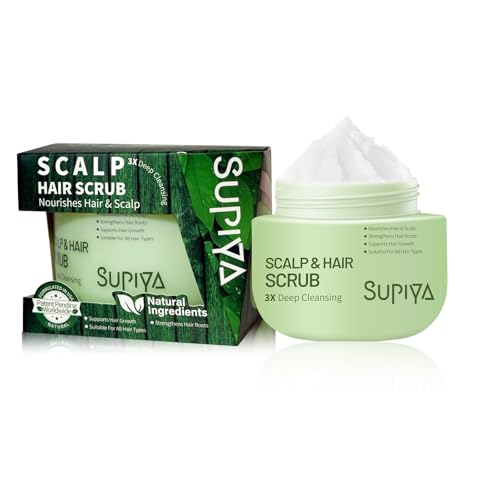 Supiya Exfoliating Scrub for Deep Cleanse - Natural Scalp Scrub Shampoo for Men & Women, Gently Exfoliation & Hydration, Making Hair Thicker and Stronger, 8.8oz