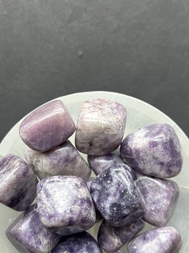 Image of Tumbled Stones, Natural Crystal Healing Stones, Home Office Decor, Aquarium Decorative Pebbles, Vase Fillers (Lepidolite, 50)