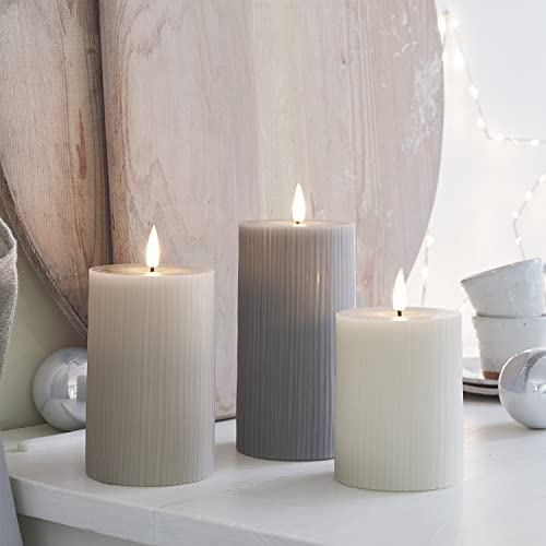 Bougies TruGlow® Grises à Nervures pour une Ambiance Chaleureuse - 2