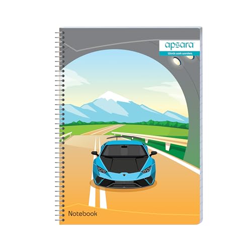 Image of Apsara Spiral Notebook 1 Subject 24X18 200 Pages Blue Single Line 60gsm For School, College Students and Professionals (Covers May Differ)
