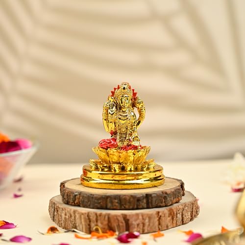 Image of ZAICUS Kubera God Statue - Decorative Murti on Lotus for Home and Office Vastu Puja Money Good Luck & Wealth - Diwali Gift