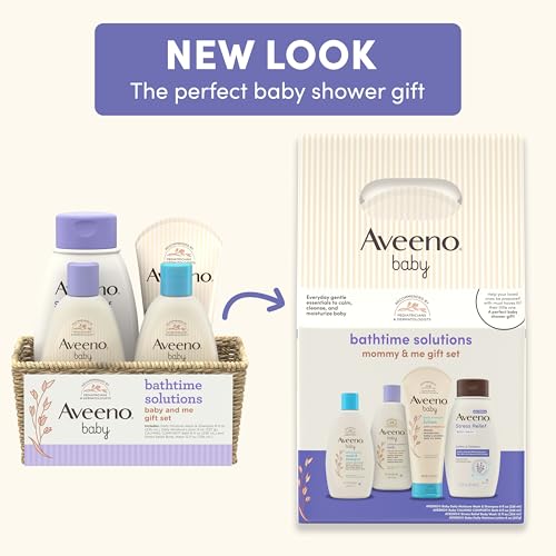 image for Aveeno Baby Bathtime Solutions Mommy & Me Gift Set, Baby Wash & Shampo