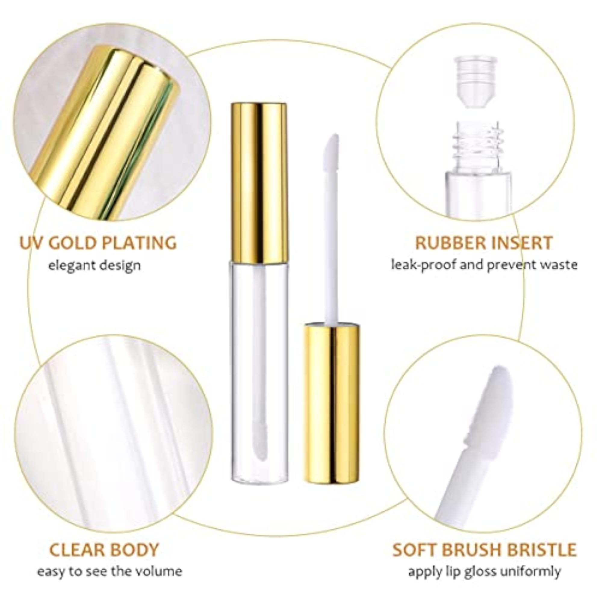 5pcs 5ml Premium Quality Plastic Travel Empty Lip Gloss Containers