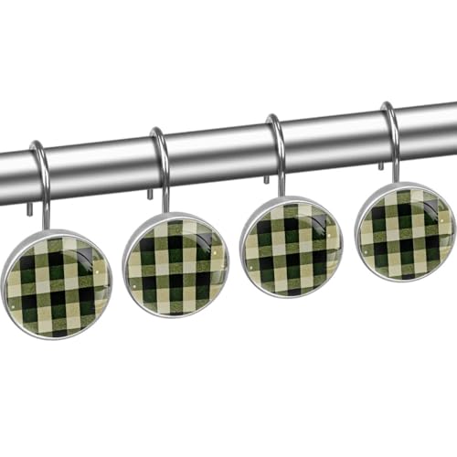 Ganchos para cortina de ducha verde azulado decorativos y duraderos 3