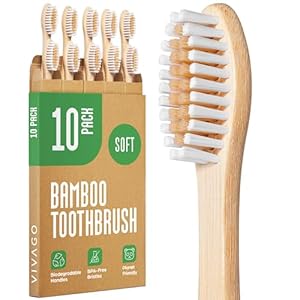 Bamboo Toothbrushes 10 Pack – BPA Free Soft Bristles Toothbrushes, Eco-Friendly, Natural Wooden Toothbrush