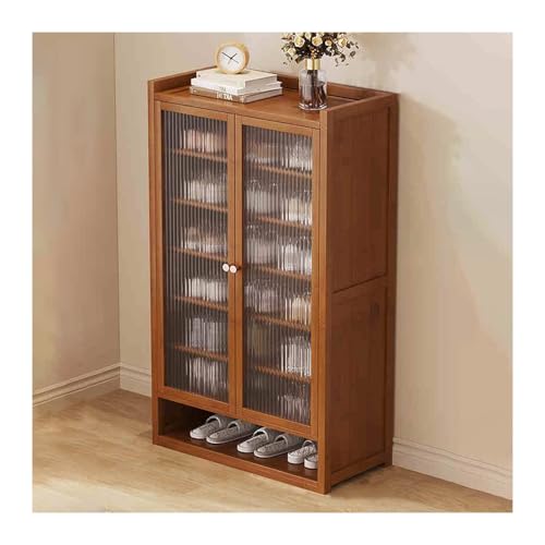 Meuble à chaussures de grande capacité marron compact 59x32x110 cm pour entrée