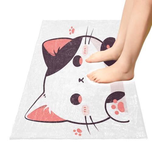 Tapis de bain chien mignon blanc antidérapant 99x50 cm
