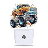 Monster Truck Night Light Cartoon Truck Plug in Night Lights LED Lamp with Dusk to Dawn Sensor Auto Energy Saving Square Lights for Bedroom Bathroom Hallway Home Wall Decor Nightlight