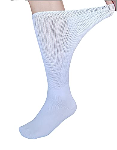 Extra Wide Socks For Lymphedema Swollen Feet Leg, Bariatric Socks, Medical Cast Sock, Diabetic Non Binding Socks – Oversized Neuropathy Swelling Feet Socks For Women Men Over Calves (2 Pairs(White)) #TOP4