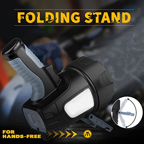 Niaochao Rechargeable Spotlight Flashlight, 200000 Lumens Spot Lights Outdoor Handheld Spotlight Searchlight With Cob Light, 6 Modes, Folding Stand, Ipx6 Waterproof #TOP4
