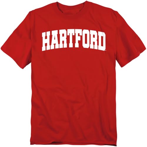 LOGOVISION University of Hartford School Name Arch Unisex Adult T Shirt, Red, 5X-Large