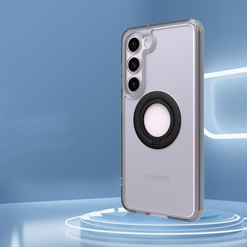 Étui de luxe transparent antichoc pour Samsung S21 Plus, anneau gris premium