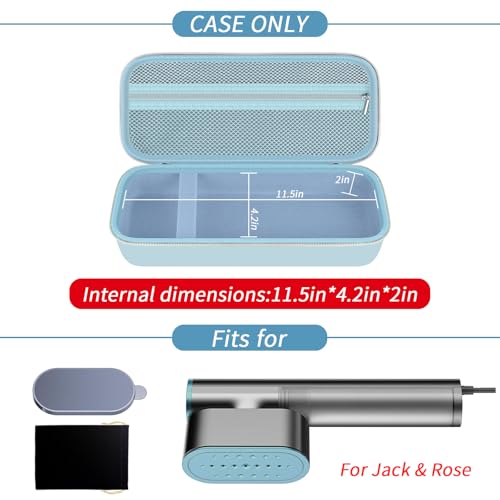 Image of Steamer Case Compatible with Jack & Rose Portable Travel Steamer for Clothes, Handheld Steamer & Iron Carrying Storage Bag Organizer with Mesh Pocket for Accessories-Box Only (Lighting Blue)