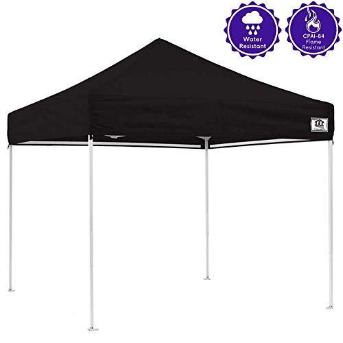 Impact 10' X 10' Pop Up Canopy Tent, Instant Shelter, Steel Frame, Uv Coated, Includes Roller Bag And Spike And Rope Kit, Black #TOP4