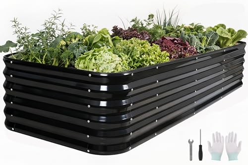 BIRDSINYARD 5 in 1 Galvanized Raised Garden Bed, 8x3x1.4ft, Grey