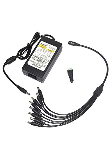 Xenocam 12V 5A 60W DC Power Supply with a 8 Way CCTV Power Splitter Cable for CCTV Cameras,LED Srip Light