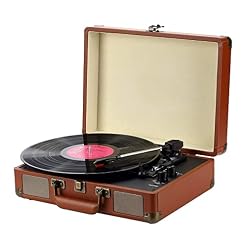 Tourne-Disque rétro, Tourne-Disque Vinyle avec Haut-parleurs stéréo intégrés, disques vinyles Portables rétro Vintage P Hello (Marron) - Les Beatles, Paul McCartney, John Lennon, RIngo Starr, George Harrison