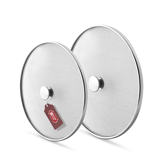 Image of Kitchen Expert Steel Net Cover Jali| Set Of 2 (18cm & 23cm)| Milk Net Lids /Tope /Chiba | Suitable For Pots /Pan /Kadhai /Bowls | Strong & sturdy Handle | Multipurpose Lid |