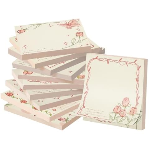 Restards Super Sticky Notes, 3x3 in, 10 Pads, Beautiful Rose Theme Self-Stick Pads, Easy to Post for Home, Office, Notebook, Gift-Wrapping Cover
