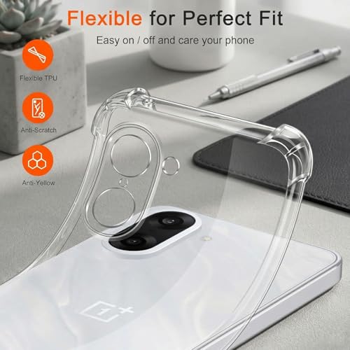 Image of Fashionury 3D Raised Transparent Crystal Clear Back Cover for OnePlus Nord CE 5 5G | Shockproof Design | Anti-Slip Grip | Camera Protection | 360 Degree Protection Mobile Case