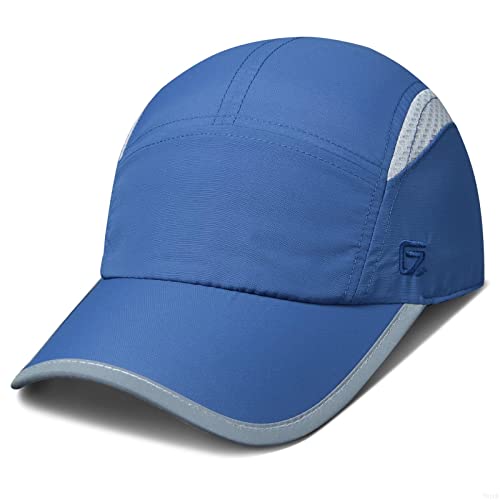 Image of GADIEMKENSD Unisex Hats Baseball Cap UPF 50+ Sun Quick Dry Lightweight Breathable Reflective Trucker Hat Outdoor Hiking Fishing Run Golf Sports A Dad Mesh Hats Running Hat Ponytail for Unisex Blue M/L