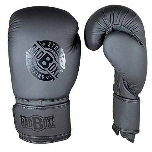 Badboxe Boxing Gloves Mma Gloves Made Of Strong Flex Leather Best For Every Day Workout Strong Quality (Black/Black/Street, 12Oz) #TOP2