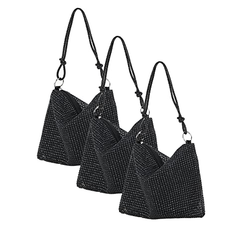 Sac hobo pour femme strass noir idéal pour un mariage ou une soirée habillée